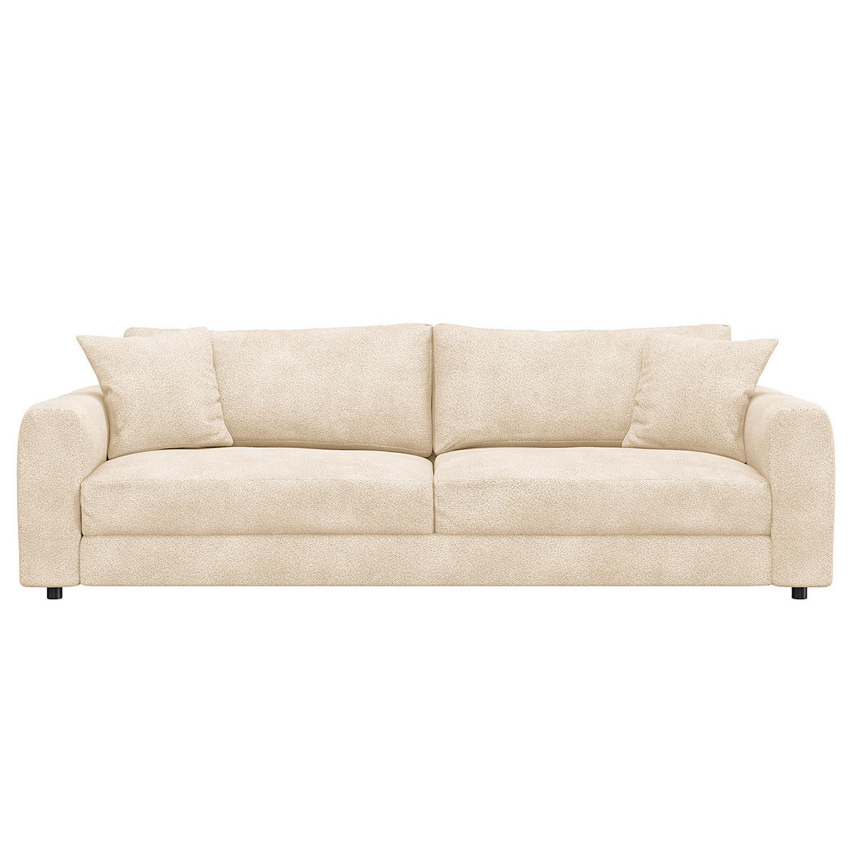 3-SITZER SOFA - Beige/Schwarz, Holz/Kunststoff (238/79/106cm) - home24