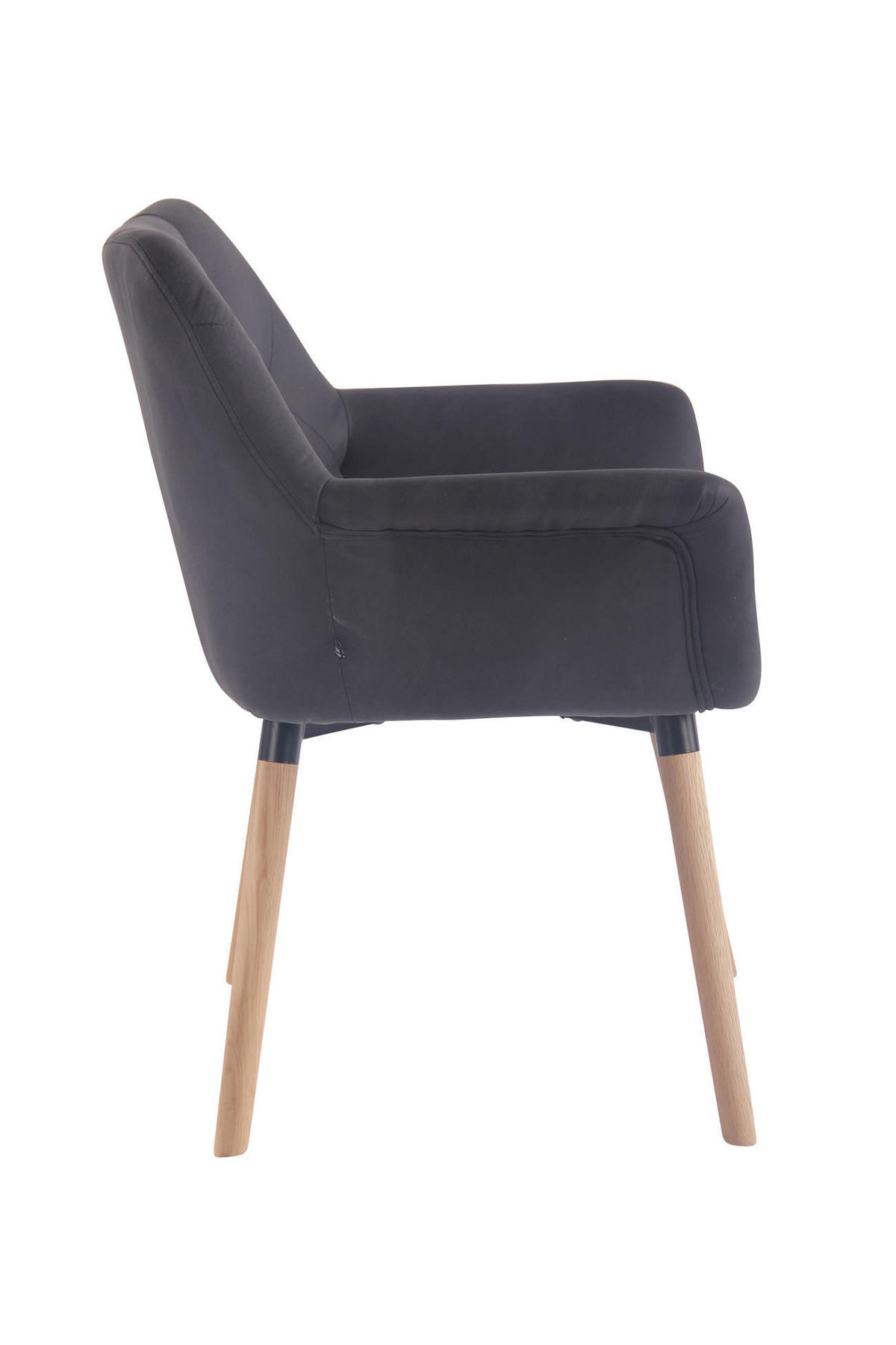 ARMLEHNENSTUHL Lederlook schwarz - Eukalyptusholzfarben/Schwarz, Holz/Textil (67/83/60cm) - CLP