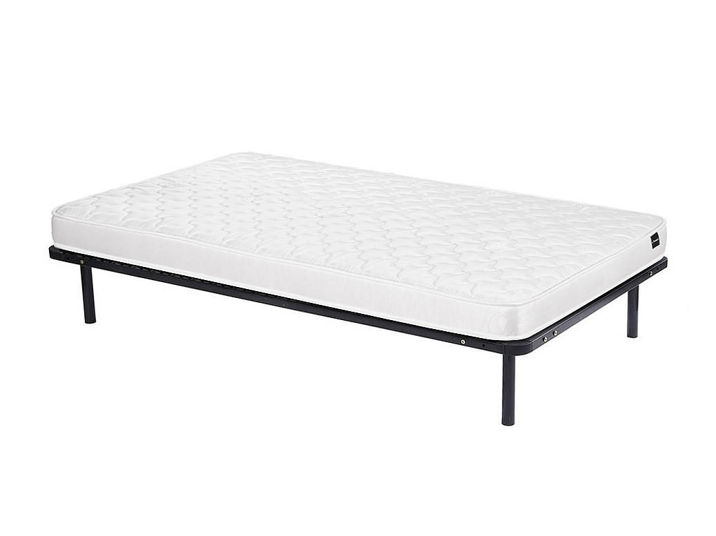 MATRATZE und Lattenrost - 1 Person - stoff - schwarz, weiß Danae - Schwarz/Weiß, Textil/Metall (90/190cm) - Vente-Unique