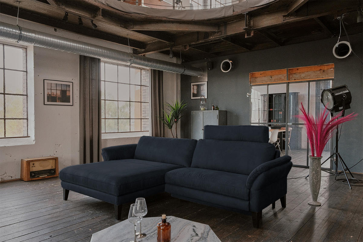 ECKSOFA MIT MOTORISCHER RELAXFUNKTION MALTA Schwarz Webstoff - Schwarz, Buchenholz/Textil (302/175cm) - KAWOLA