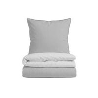 BETTWÄSCHE-GARNITUR Satin Feine Streifen sturmgrau, 155x220 cm + 80x80 cm - Grau, Textil (155/220cm) - biberna