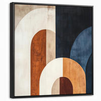 LEINWAND Bilder mit Rahmen - Abstrakt - Formen - Dunkelblau - 50x50 - Cognac, Textil (50/50cm) - MuchoWow