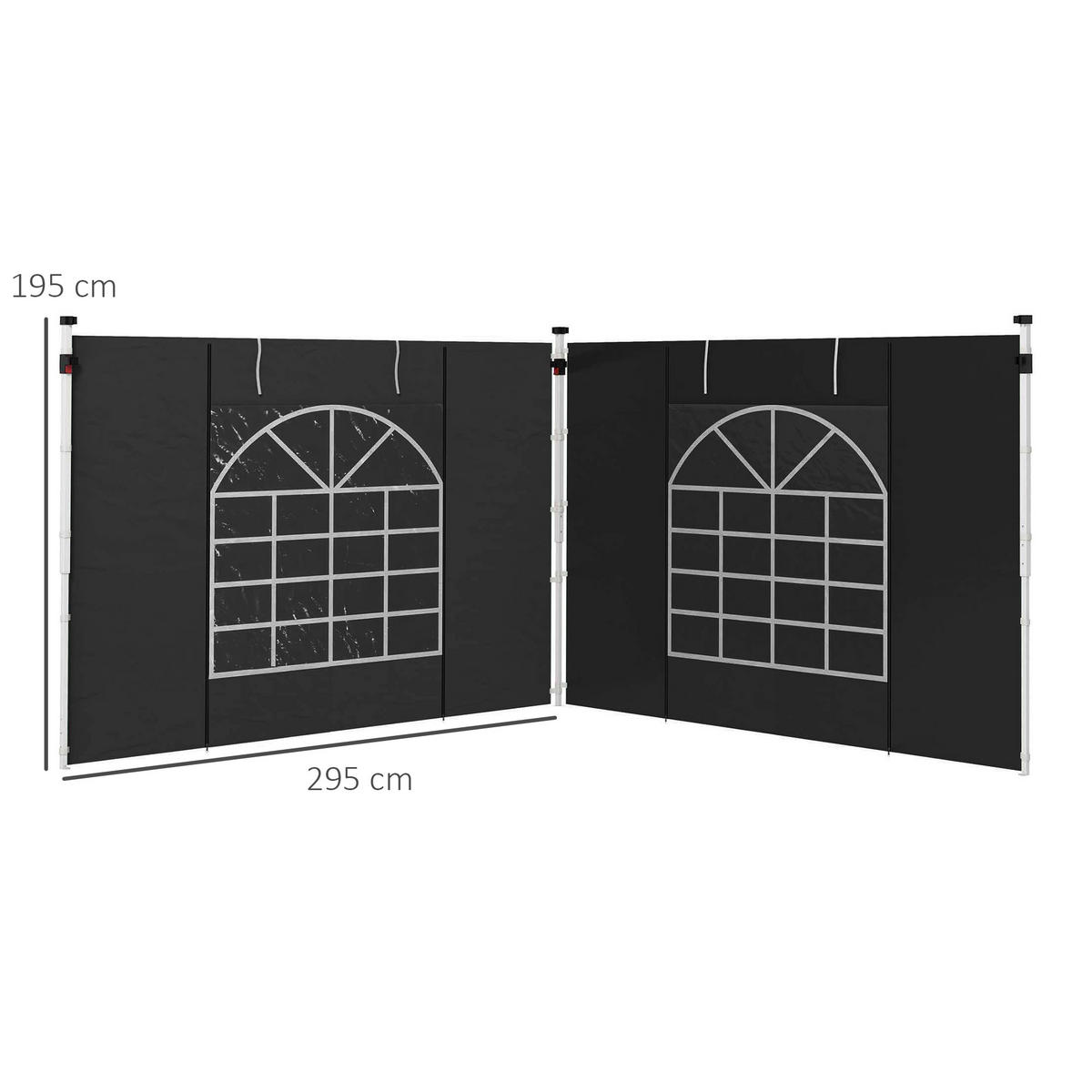 PAVILLONS aus Polyester 295x195 cm in Schwarz mit Fenster & Reißverschlusstür - Schwarz, Kunststoff (195/195/295cm) - Modfu