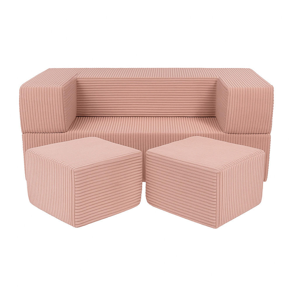 KINDERSOFA Cube AESTHETIC 96 cm Cord Rosa 4 Stk - Rosa, Textil (50/40/96cm) - MeowBaby