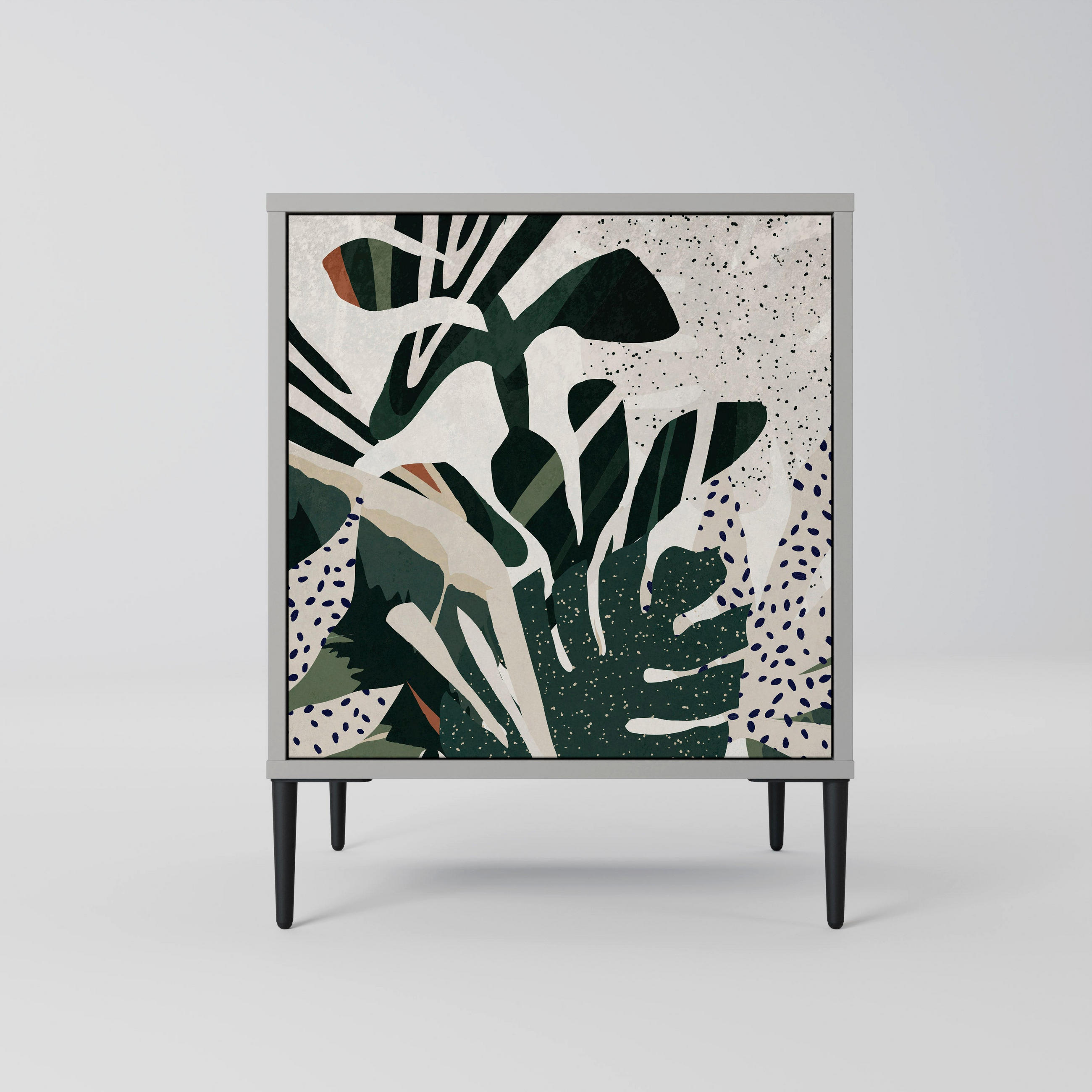 SIDEBOARD VERDURE FORMATION, Grau, 57,5x42x72,5 cm, Schwarze Metallfüße - Multicolor/Schwarz, Holzwerkstoff/Metall (57.5/72.5/42cm) - SpaceRebels