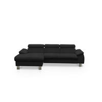 ECKSCHLAFSOFA mit Echtlederbezug, Schlaffunktion & Bettkasten - Chromfarben/Schwarz, Leder/Holz (244/166cm) - Cotta