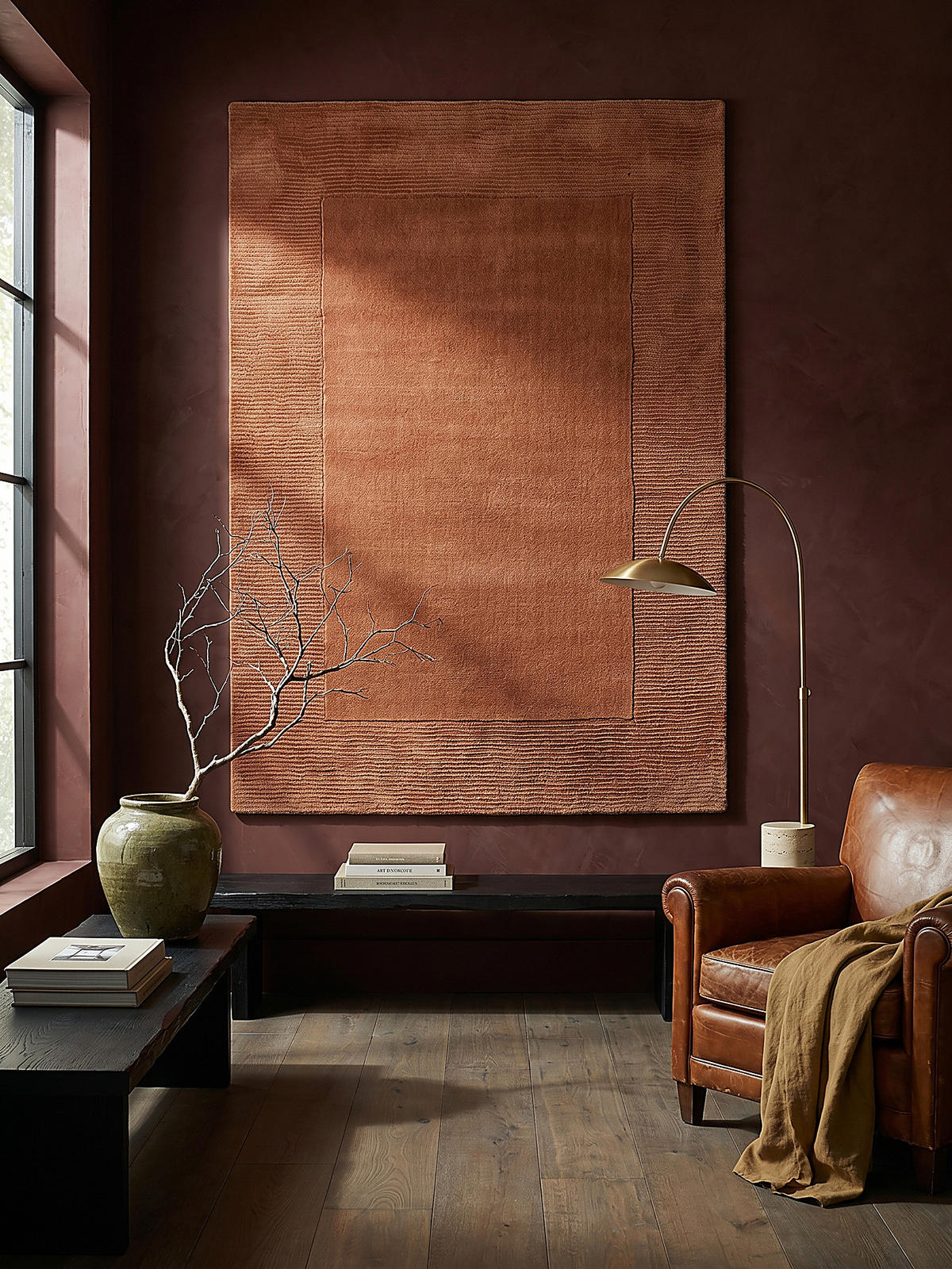 WOLLTEPPICH Uni-Design, mit Randdetails, handgewebt MOLE, Orange 200x290 cm - Orange, Textil (290/200cm) - KADIMA DESIGN