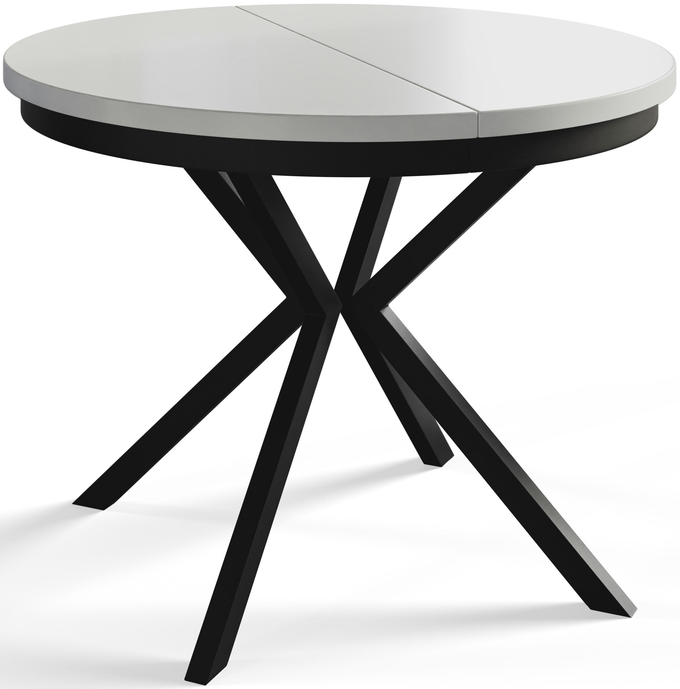 ESSZIMMERTISCH BERGO, ausziehbarer Tisch 90 cm/170 cm, Farbe: Weiß, mit Metallbeinen in Farbe Schwarz - Schwarz/Weiß, Holzwerkstoff (90/90/76cm) - Alpi-Möbel