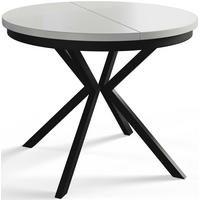 ESSZIMMERTISCH BERGO, ausziehbarer Tisch 120 cm/200 cm, Farbe: Weiß, mit Metallbeinen in Farbe Schwarz - Schwarz/Weiß, Holzwerkstoff (120/120/76cm) - Alpi-Möbel