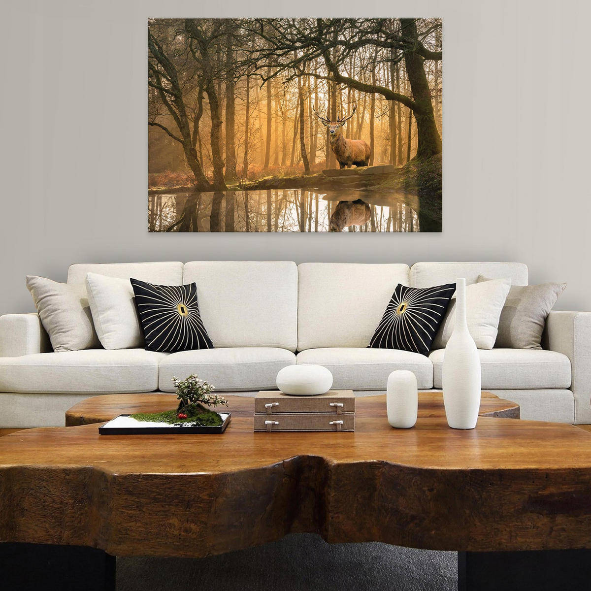 LEINWANDBILDER Natur Wald Hische 120x80 - Multicolor, Holzwerkstoff (120/80cm) - Wallarena