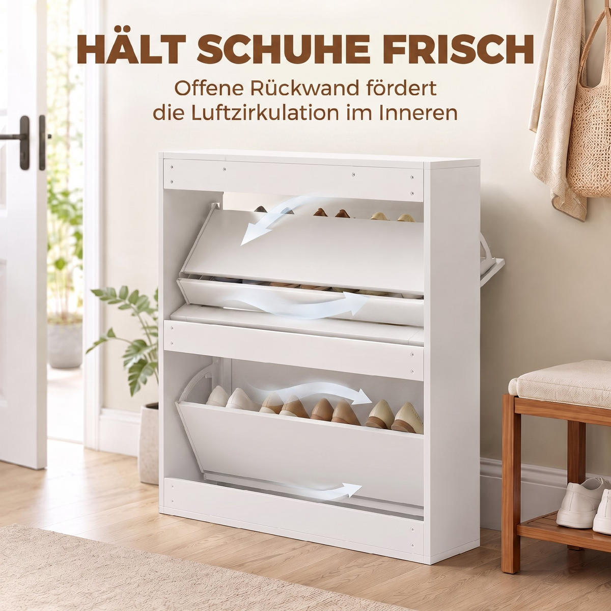 SCHUHSCHRANK Weiß 20.0/80.0/84.0 cm - Weiß, Holzwerkstoff (80/84/20cm)