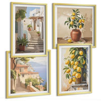 BILDER SET 4er Set - 50x50 cm & 40x60 cm Goldrahmen - Lemon Streets Meerblick - Goldfarben, Kunststoff (50/50cm) - TULUP