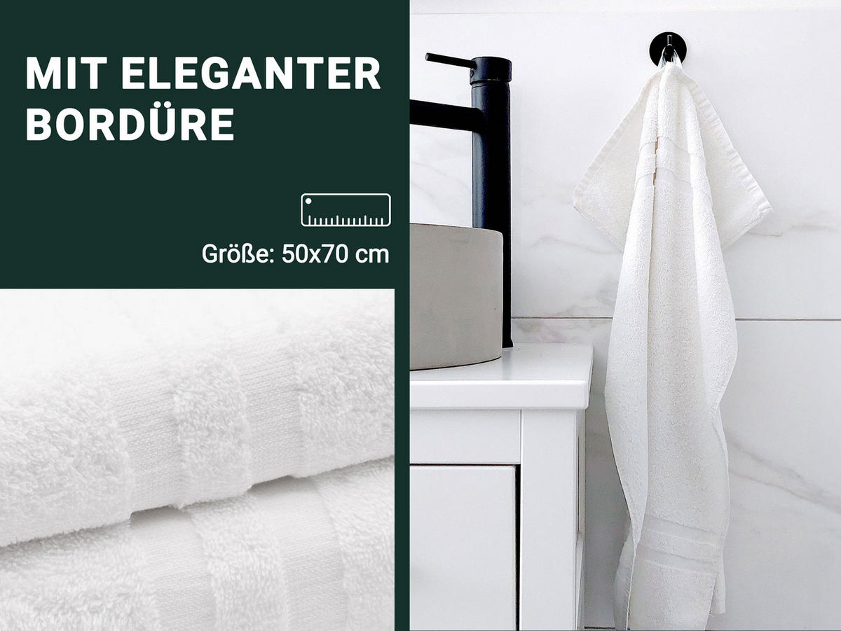 HANDTÜCHER, 6er-Set, 50x70 cm, 100% Baumwolle, Weiß - Weiß, Textil (50/70cm) - Zollner