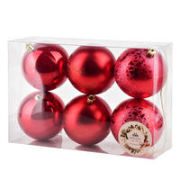 CHRISTBAUMKUGEL-SET SANTA LILA 6-tlg Rot 8cm Kunststoff - Rot, Kunststoff (9/25/16cm) - Mondex