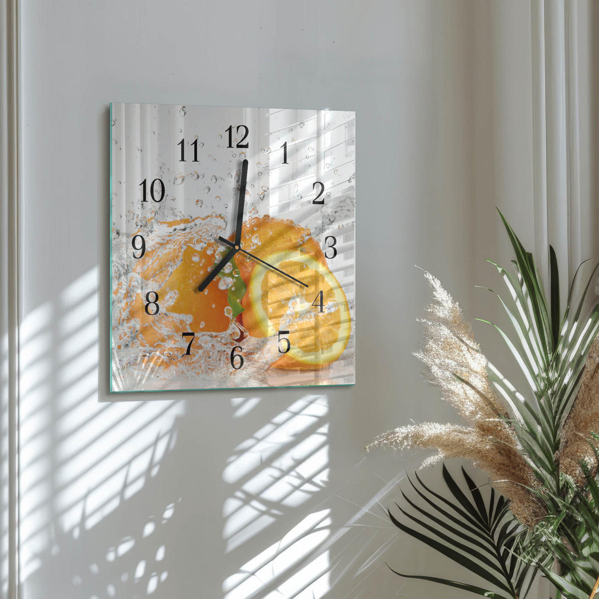 WANDUHR 30x30 cm - Orangen - Orange, Glas (30/30/0.4cm) - TULUP