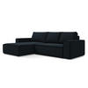 ECKSOFA mit Schlaffunktion Samt Stoff Blau - Blau/Schwarz, Kunststoff/Textil (185/290cm) - Makamii