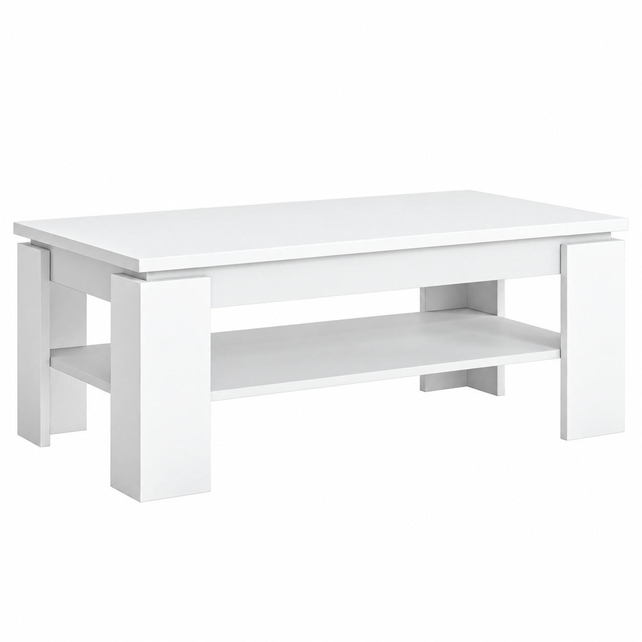 COUCHTISCH Rechteckig Ablage Weiß matt 110/43/67 cm - Weiß, Holzwerkstoff (67/110/43cm) - designimpex