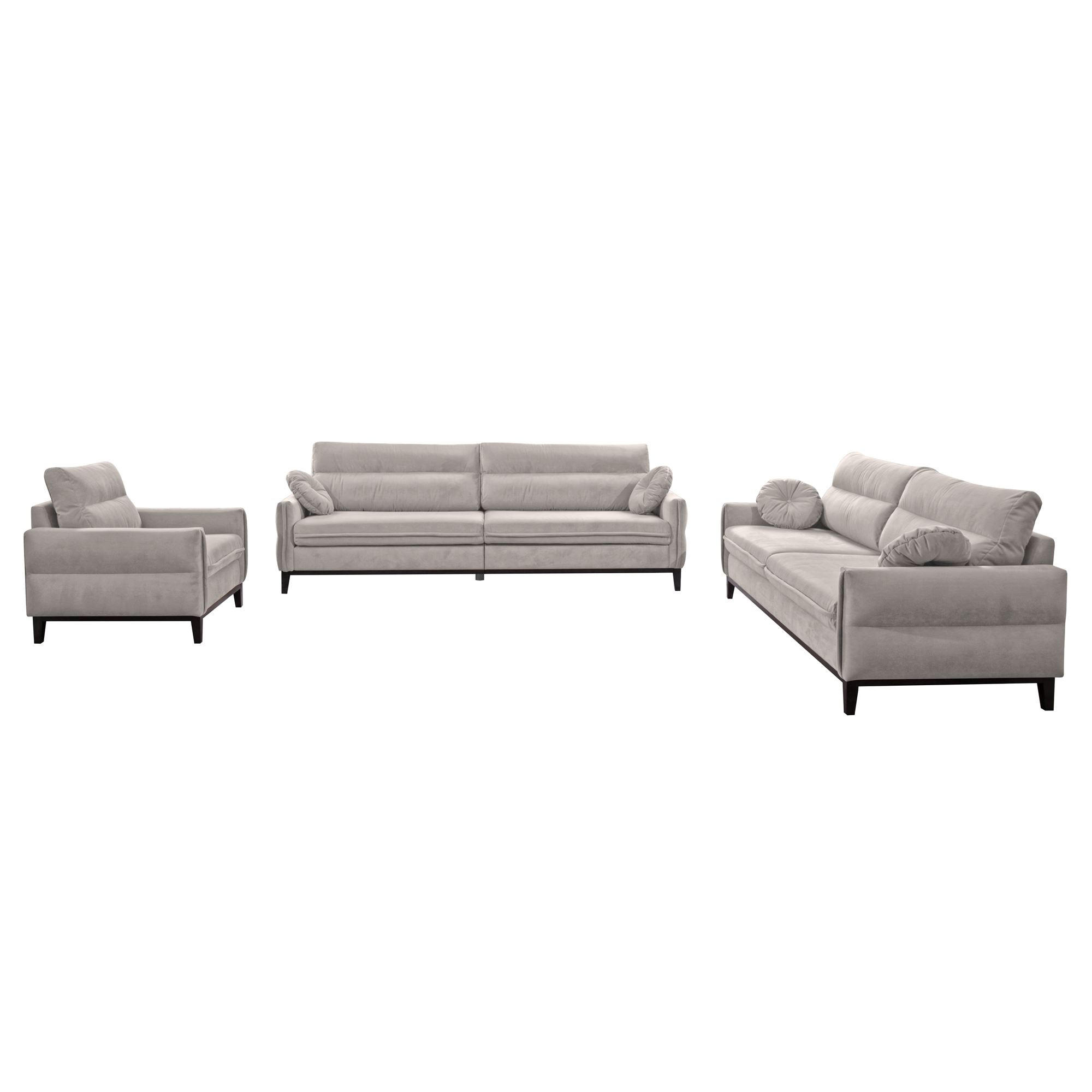 SITZGARNITUR Belweder, zwei Sofas+Sessel, Beige, Velours - Wengefarben/Beige, Holz/Textil (268/95/94cm) - Beautysofa