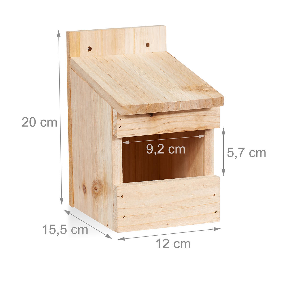 NISTKASTEN Natur Tannenholz Halbhöhle 20x12x15,5 cm - Hellbraun, Holz (12/20/15.5cm) - Relaxdays