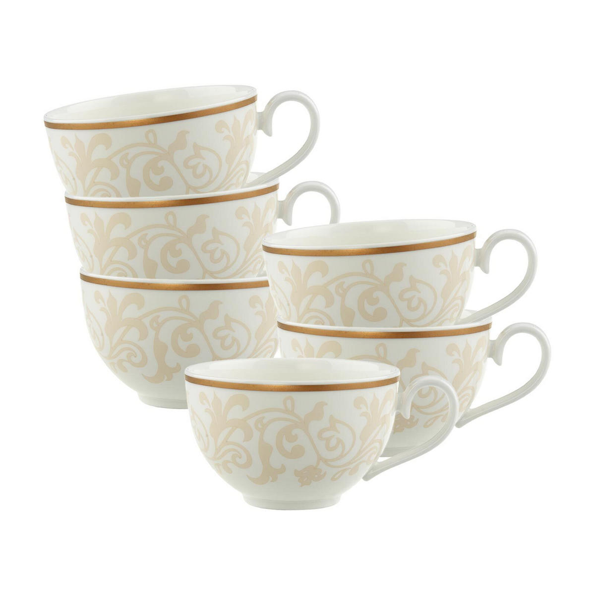 FRÜHSTÜCKSTASSEN Ivoire weiß-gold 310 ml 6er Set - Goldfarben/Weiß, Keramik (0.31L) - Villeroy & Boch