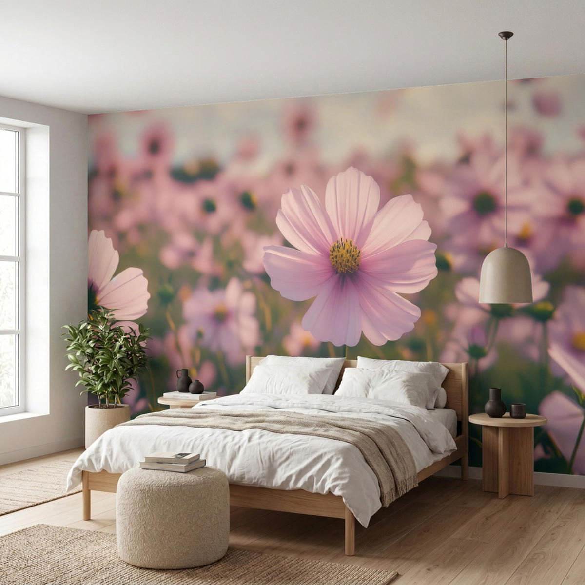 TAPETE - Blumen - Lila - Unscharf - 400x200 cm - Rosa, Papier (400/200cm) - OnlyWow