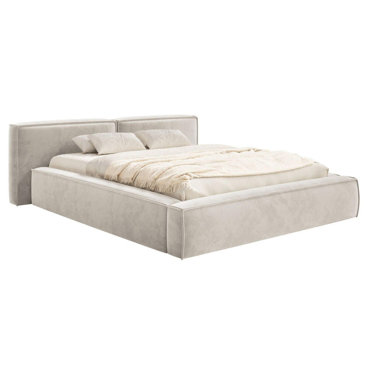 POLSTERBETT Tilves Low Greige 140x200 cm - Taupe/Schwarz, Kunststoff/Textil (140/200cm) - Selsey