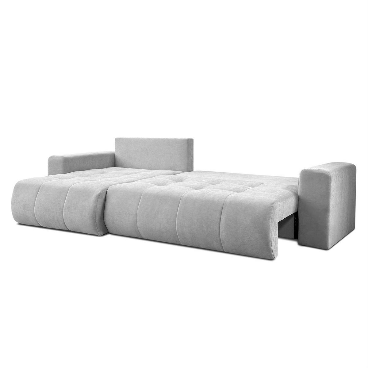 ECKSOFA Gepolstertes CLOUD mit Schlaffunktion und Bettkasten, Wind 84 - Grau, Textil (277/143cm) - Lookway