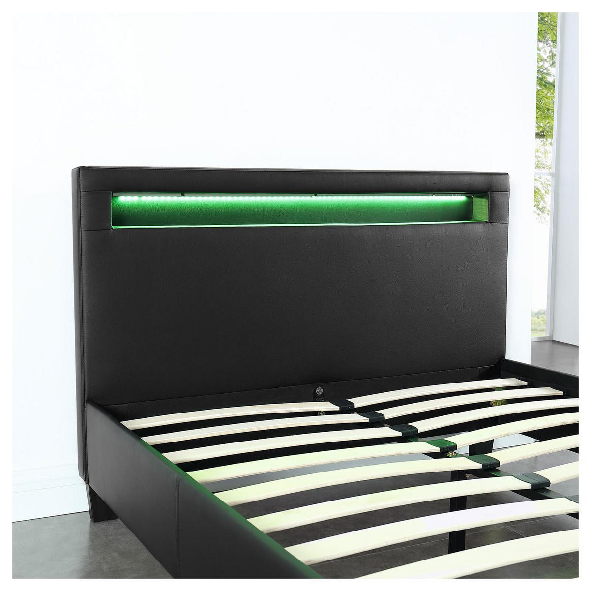 POLSTERBETT MIT LED MIRASOL 120X200 CM - Schwarz, Textil (120/200cm) - CARO-Möbel