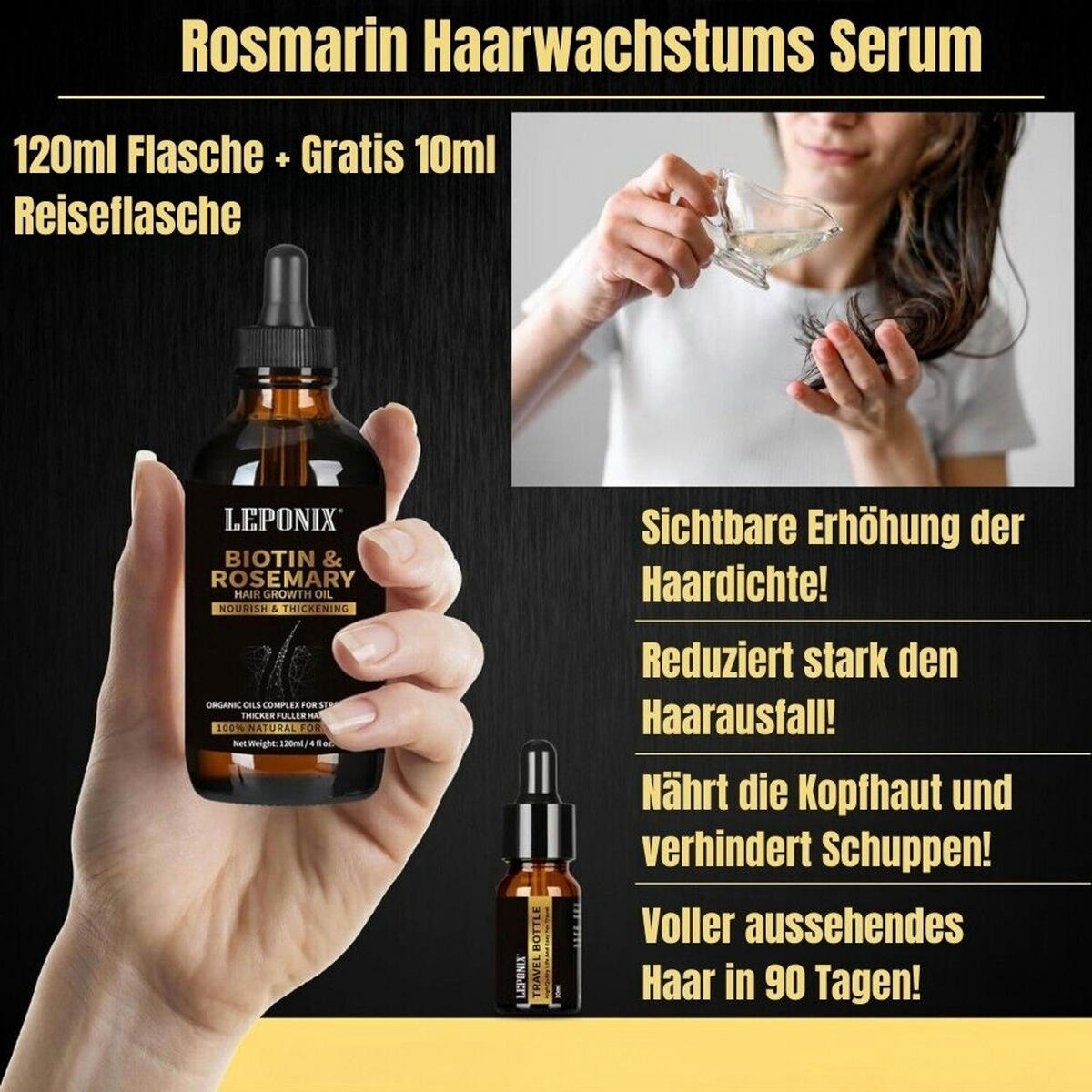 HAARPFLEGE Set mit Rosmarinöl und Kopfhautmassagebürste - Multicolor, Kunststoff (15.5/18.6/6.9cm)