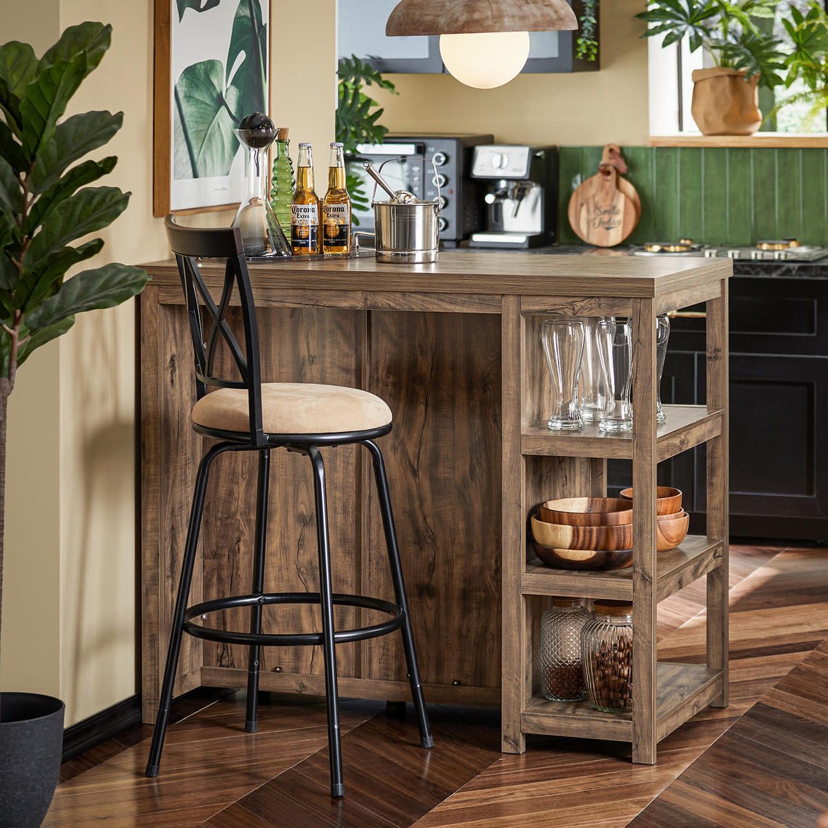 KÜCHENINSEL Vintage Braun - Braun, Holzwerkstoff (110/95/55cm) - SoBuy