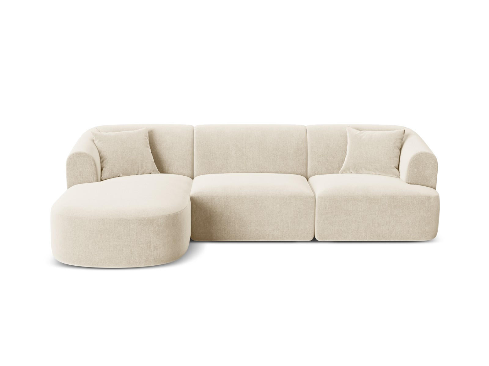 MODULARES-ECKSOFA links Campi aus Samt leichtes beige 4 Sitzplätze - Creme, Textil (156/256cm) - Cosmopolitan Design