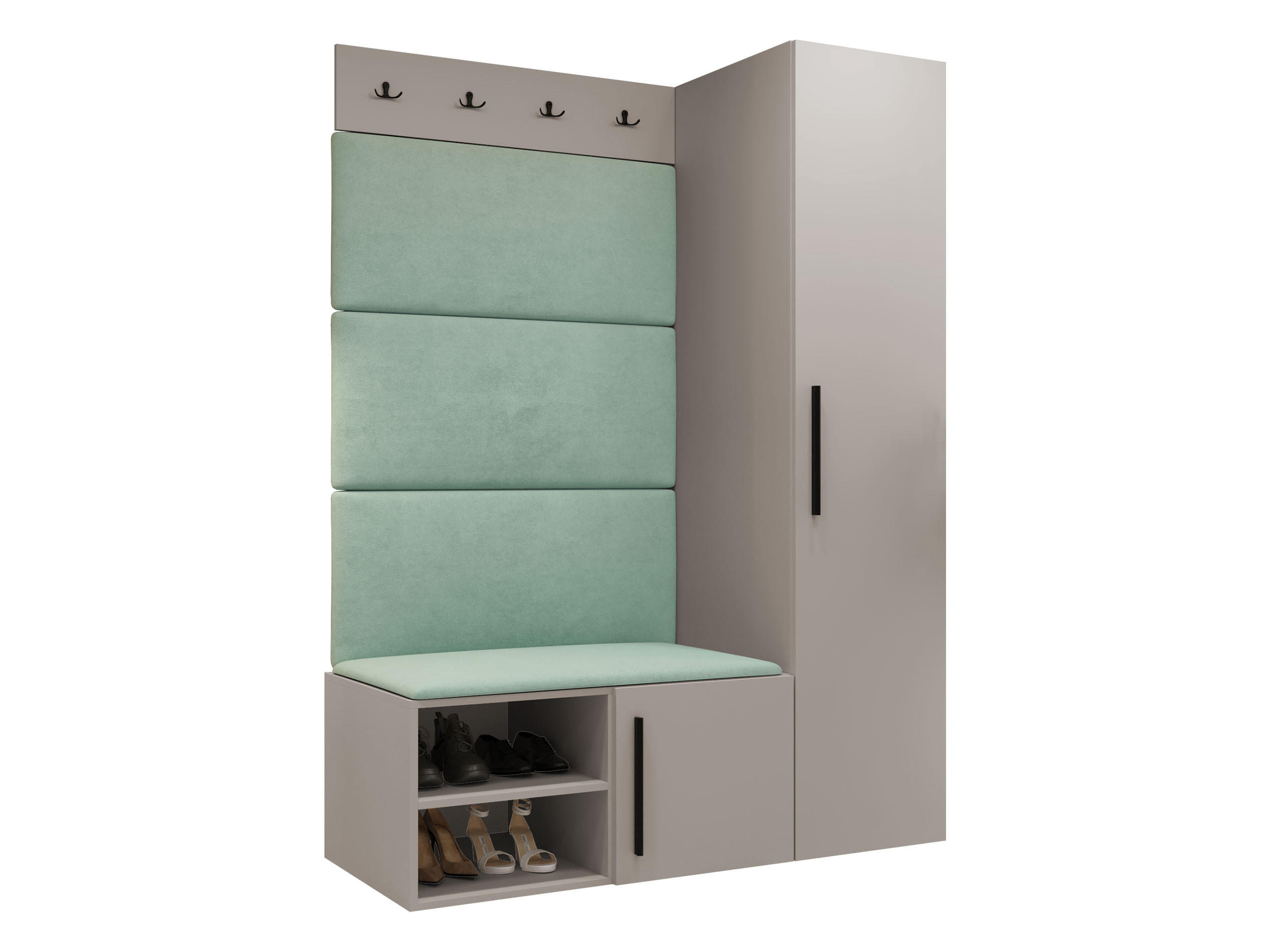 GARDEROBEN-SET Medi II - Kaschmir/Schwarz, Holzwerkstoff/Kunststoff (40/191/50cm) - MIRJAN24