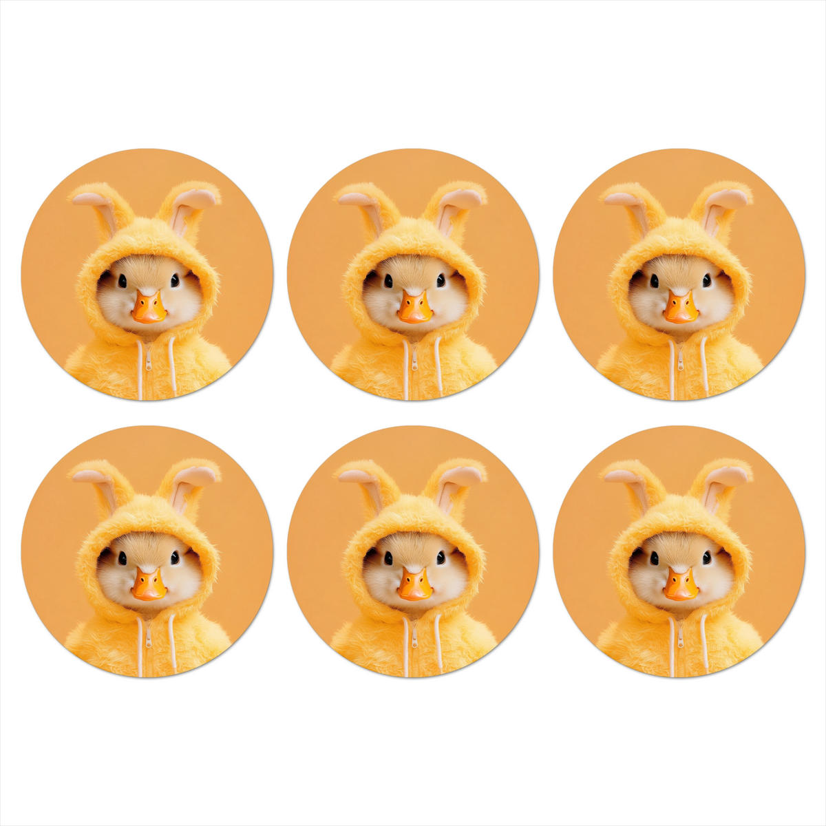 GLASUNTERSETZER Osterhase - Kostüm - Ente 10x10 cm - Gelb, Naturmaterialien (10/0.2cm) - MuchoWow