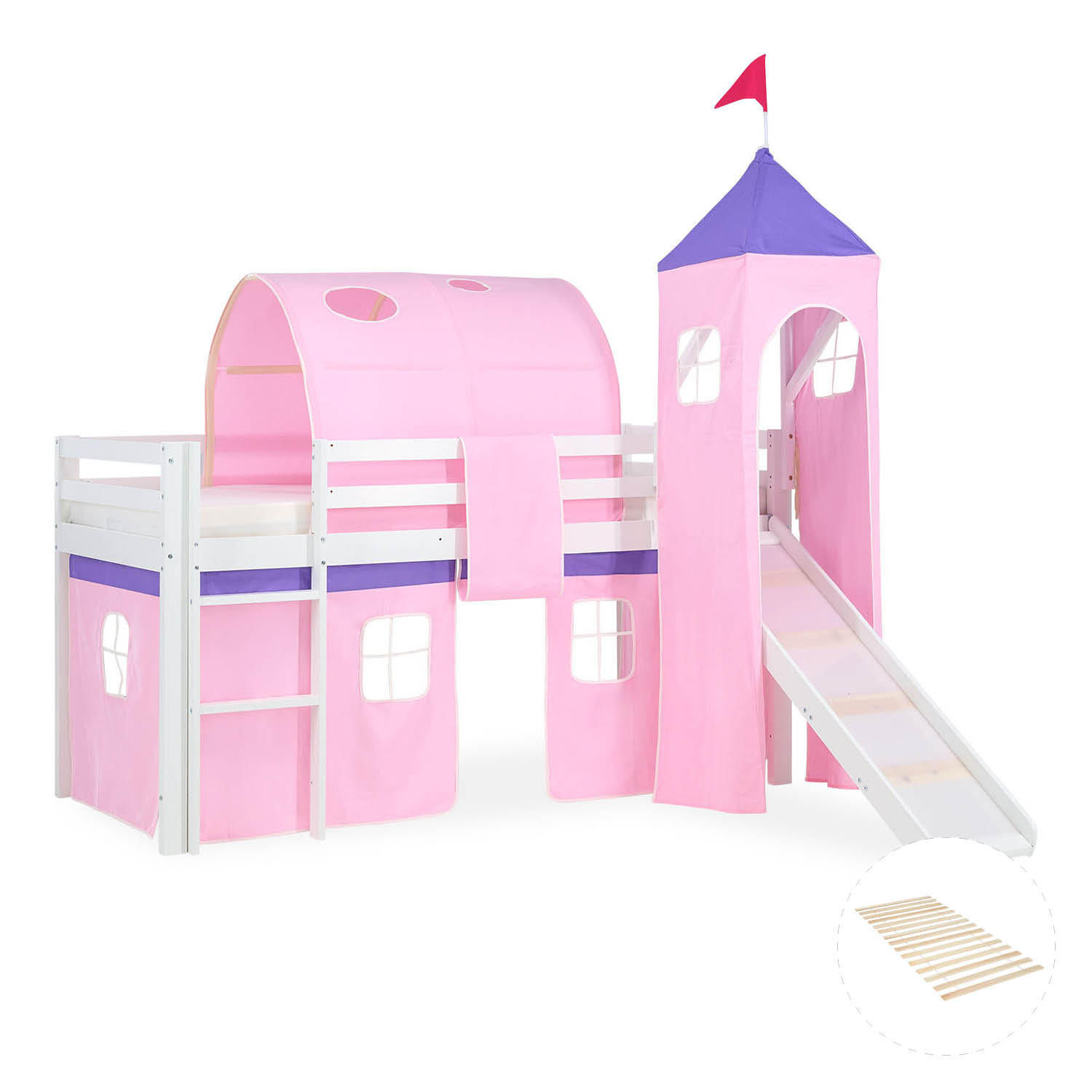 HOCHBETT 90/200 cm in Rosa mit Lattenrost - Weiß/Rosa, Holz - Homestyle4u
