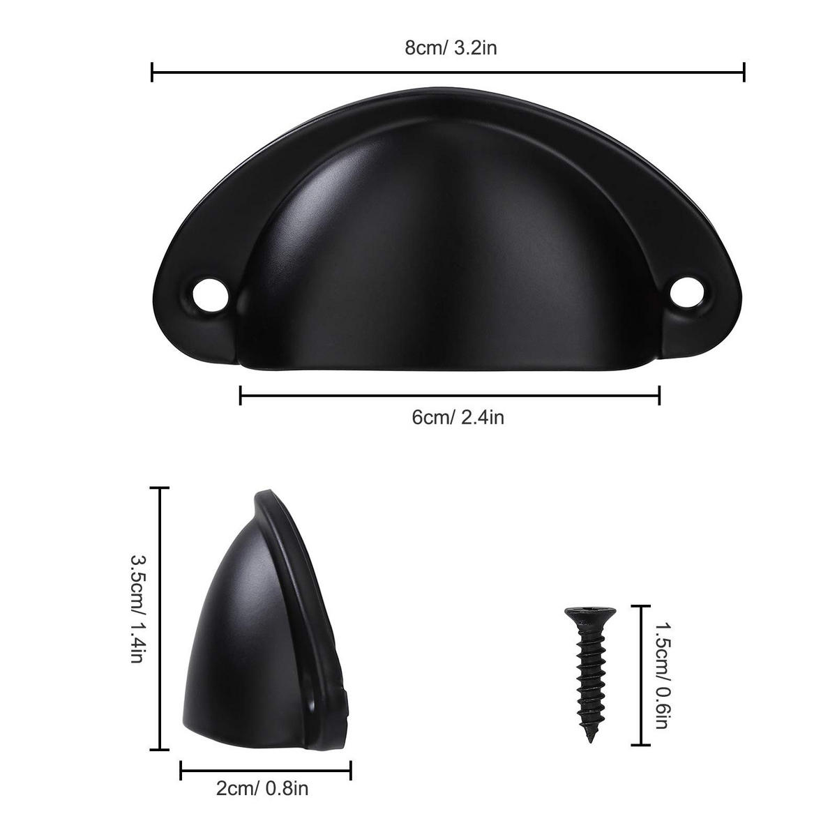 MÖBELGRIFF Schwarz 20er-Set - Schwarz, Metall (0.35/3/0.81cm)