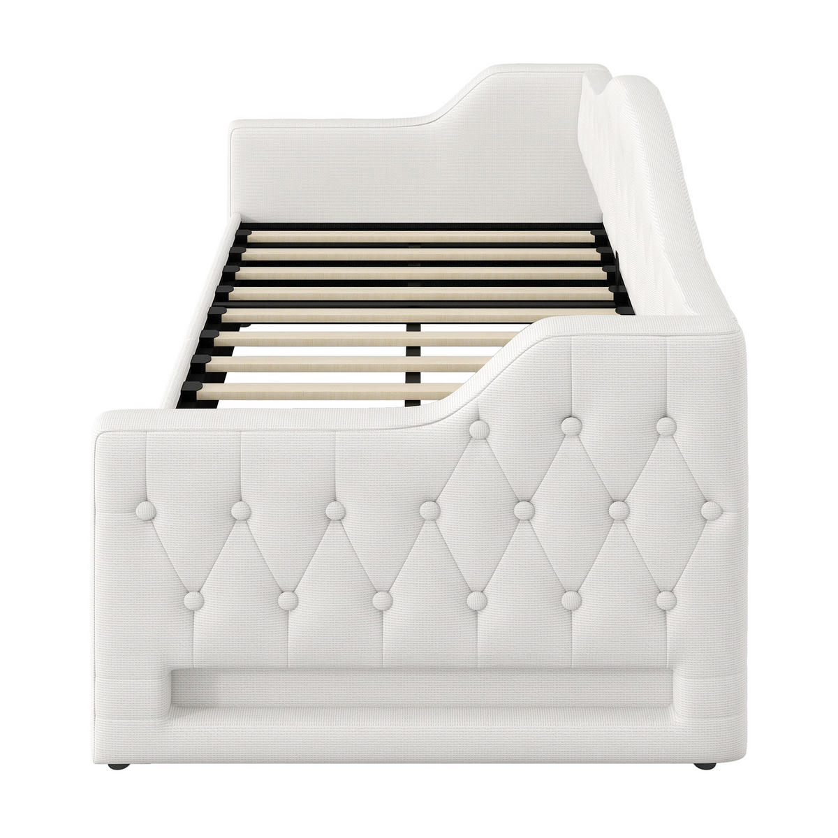 POLSTERBETT 90/200 cm mit LED-Beleuchtung und Stauraum in Beige - Beige, Holzwerkstoff (90/200cm) - BEAOK