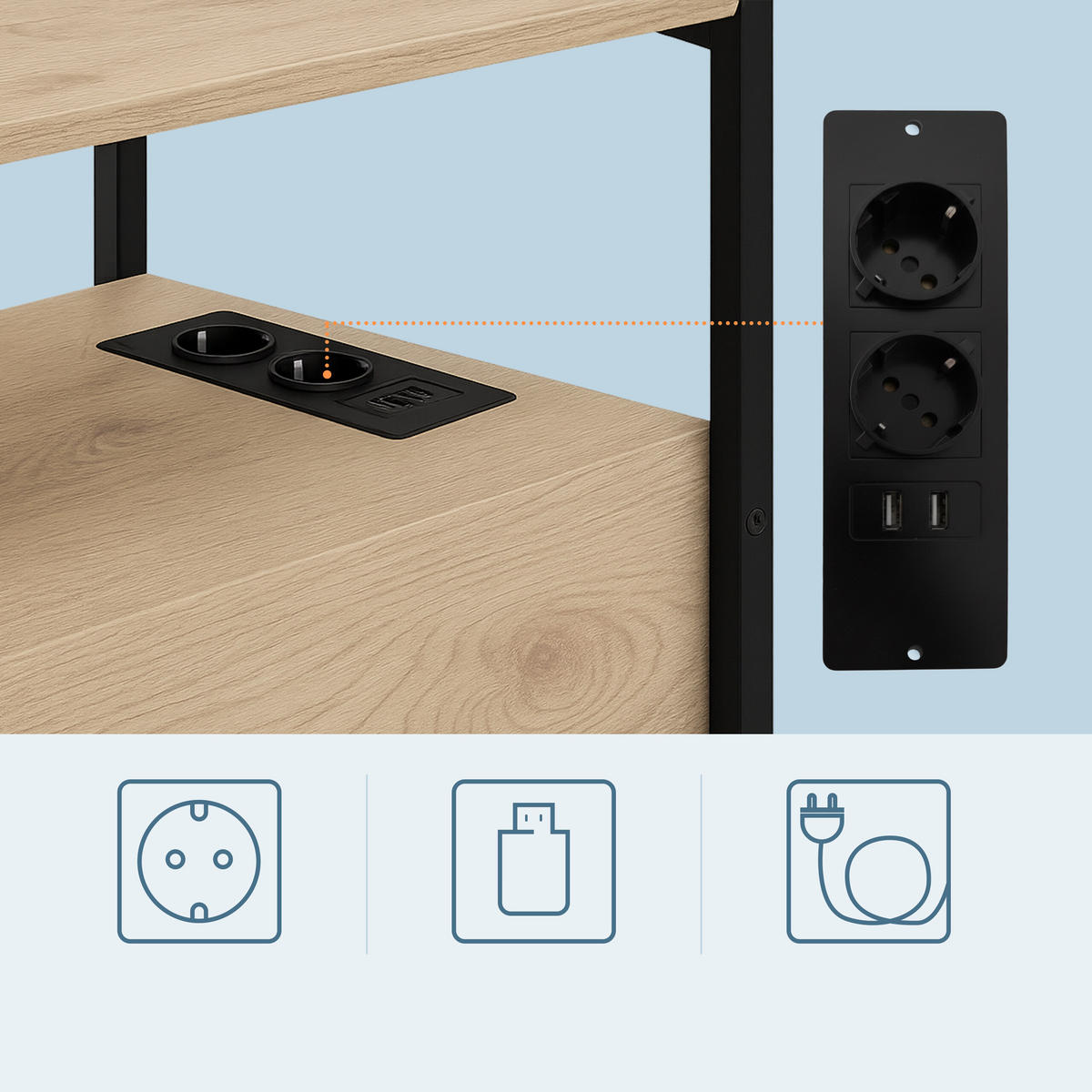 BEISTELLTISCH - Hellbraun, Holzwerkstoff/Metall (60/35/61cm) - Relaxdays