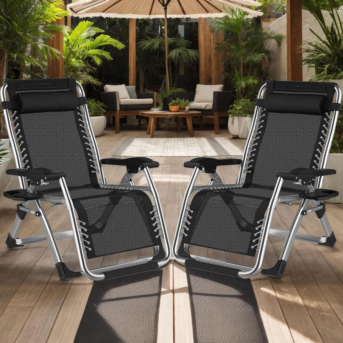 SONNENLIEGE Grau 83 cm - Schwarz, Metall (83/80/175cm)
