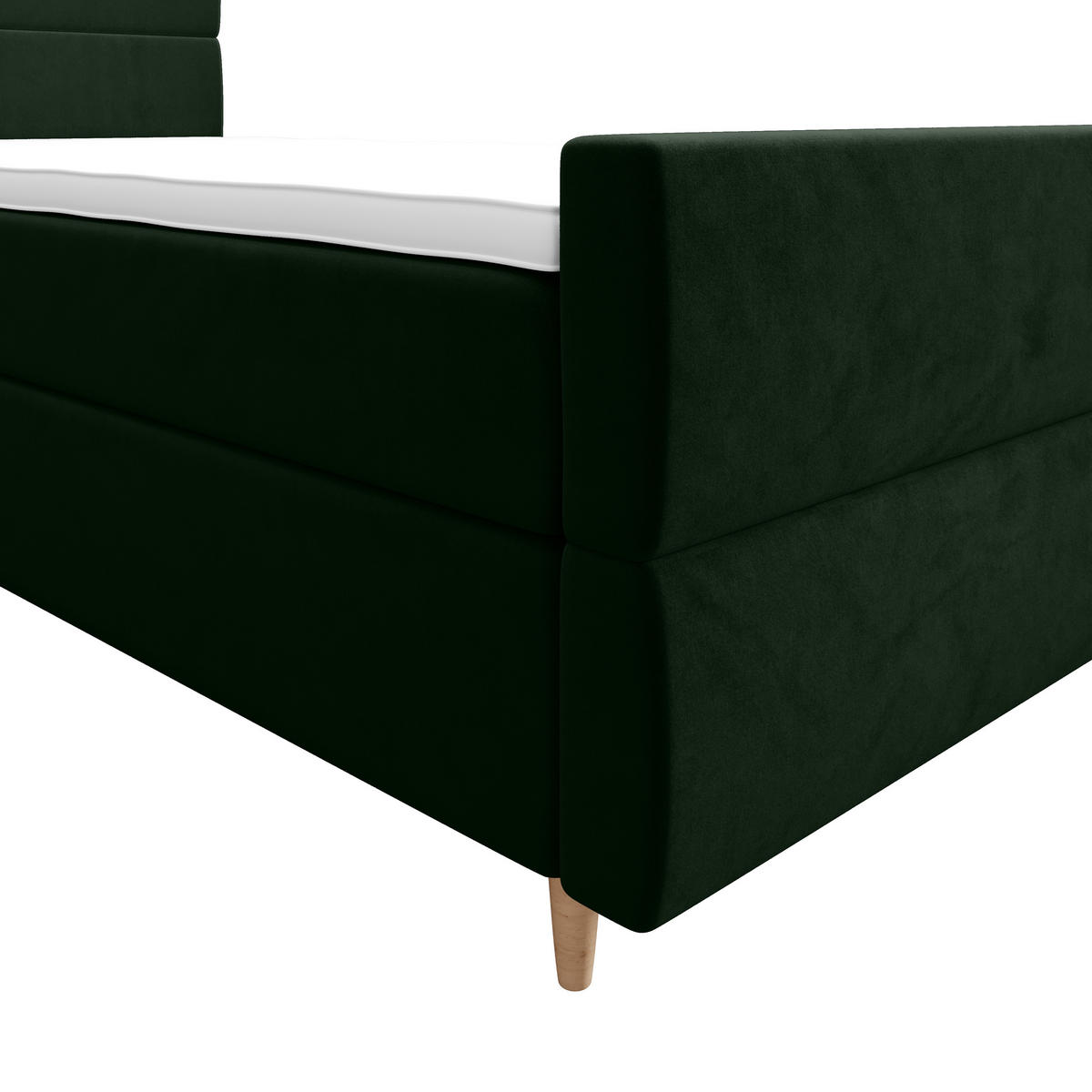 BOXBETT FLO PLUS 100x200 Itaka 10, mit Matratze H3, Bonell und Topper, Dunkelgrün - Dunkelgrün, Holz/Textil (100/200cm) - Bedante