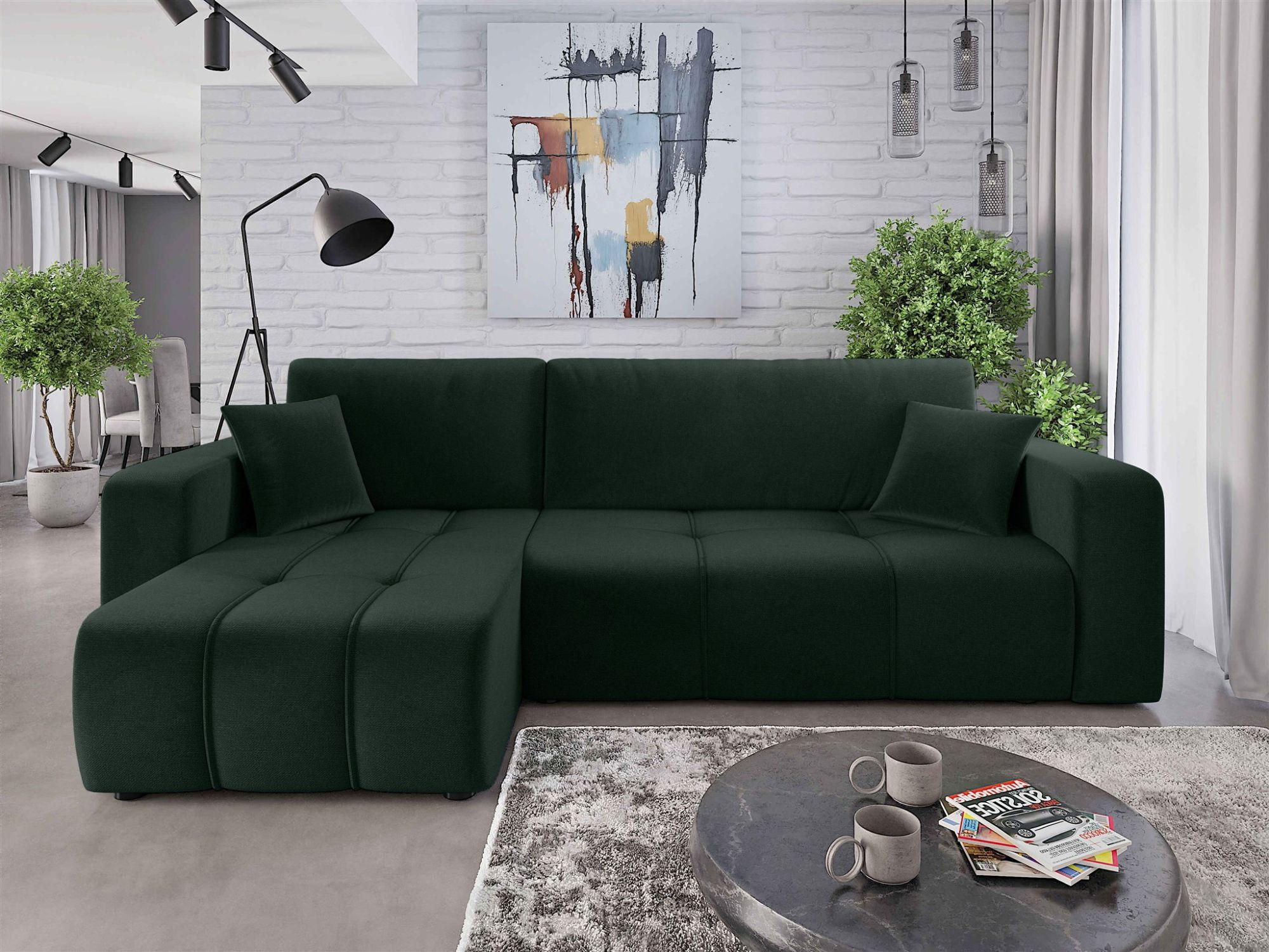 ECKSOFA Dagny Mit Schlaffunktion - Grün, Holzwerkstoff/Textil (248/146cm) - Fun Möbel