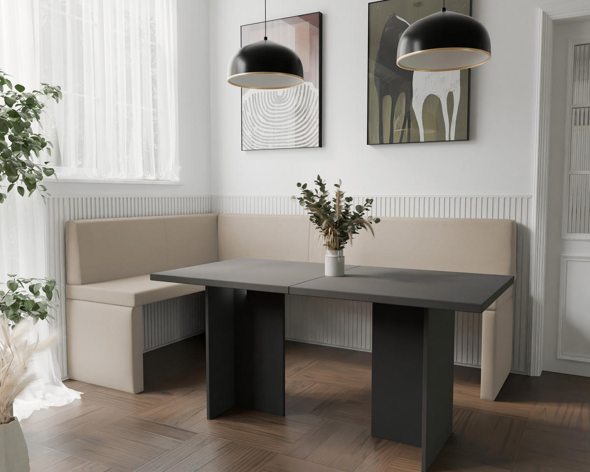 ECKBANK links OWEN Kunstleder, 128/168 cm Beige - Beige, Holz/Kunststoff (128/168cm) - Idohome
