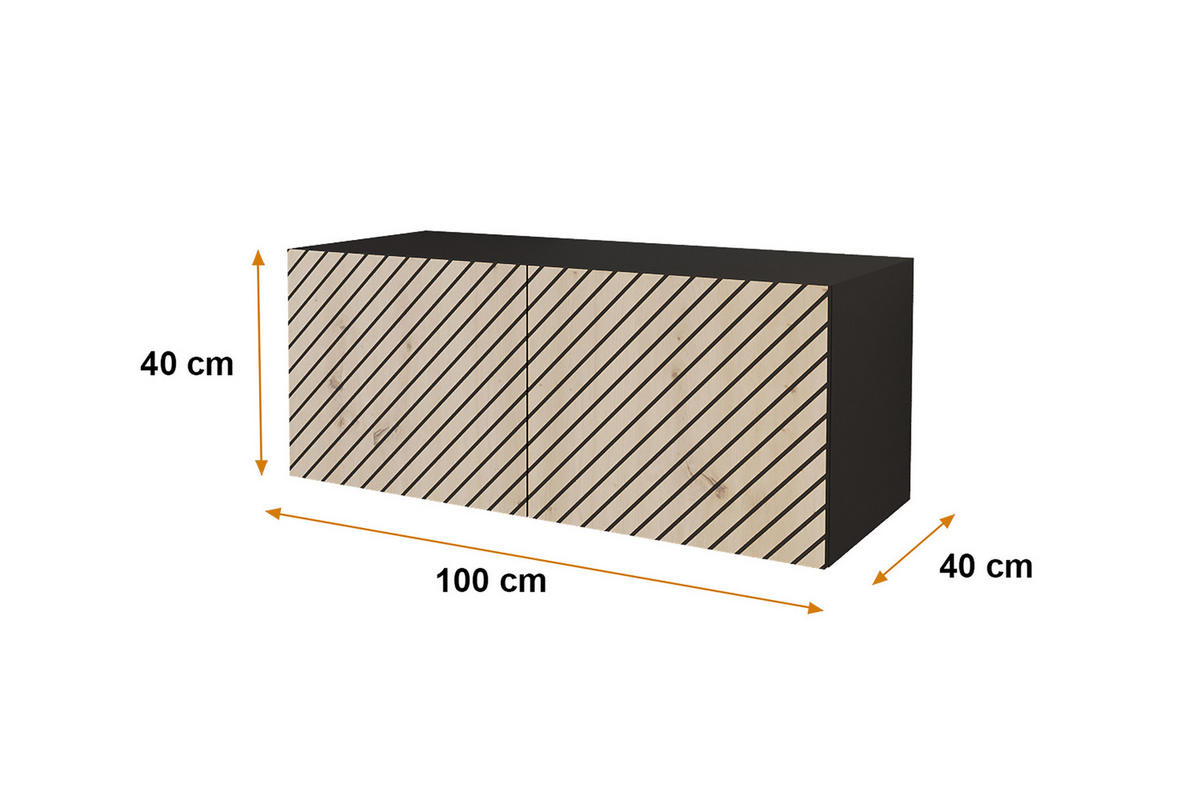 LOWBOARD SENI-W 100x40x40 cm - Schwarz / Artisan - Schwarz, Holzwerkstoff (100/40/40cm) - ALTDECOR