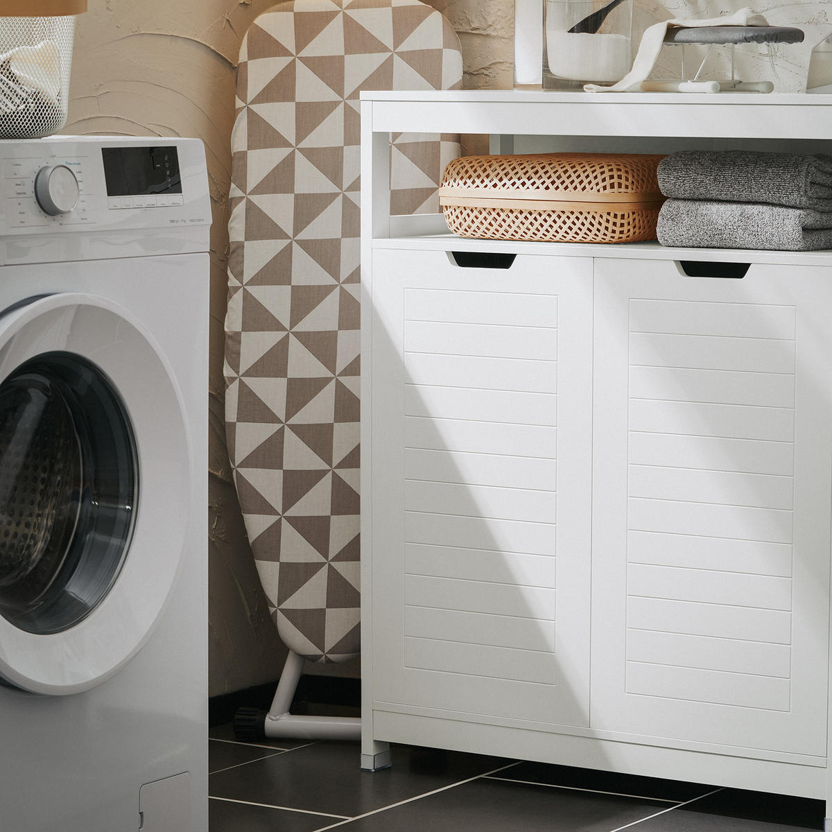 BADEZIMMERSCHRANK Weiß - Weiß, Holzwerkstoff (70/90/35cm) - SoBuy