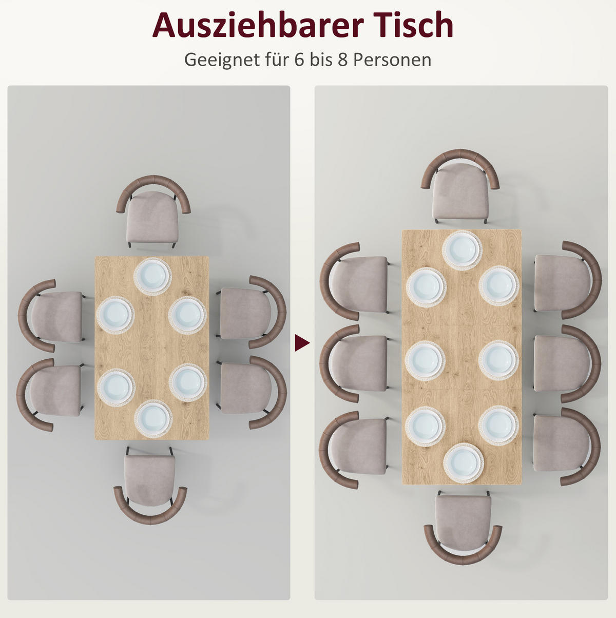 ESSTISCH ausziehbar 120/160 x 75 cm MDF Holzoptik Natur - Braun, Metall (160/75/77cm) - Meubliv