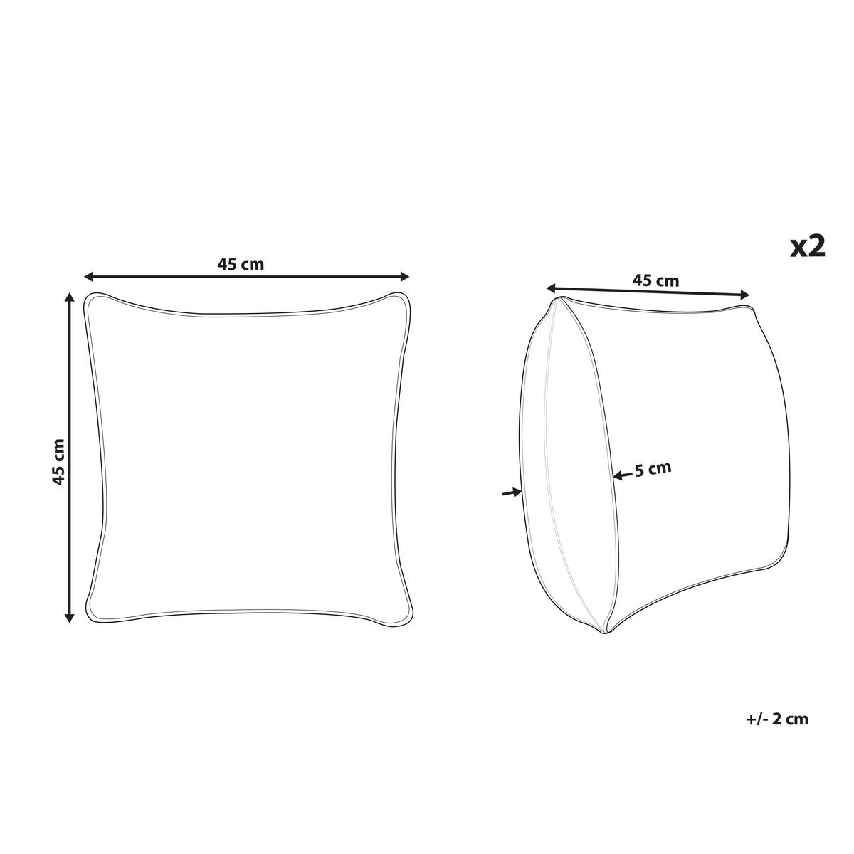 DEKOKISSEN 2er-Set Taupe 45/45 cm Velleia - Taupe/Weiß, Naturmaterialien (45/45cm) - Beliani