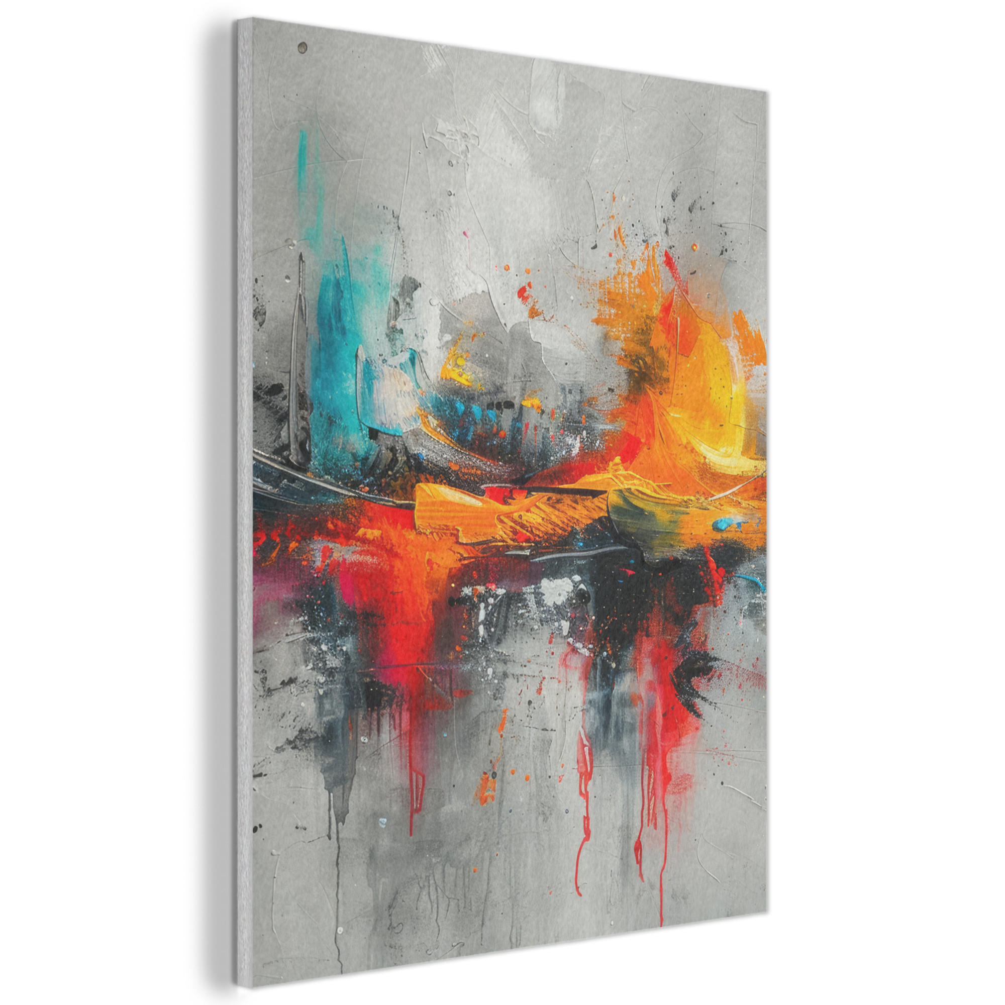 MuchoWow AKUSTICKÝ obraz Moderní umění - Oranžová - Šedá - Abstraktní 60x80 cm