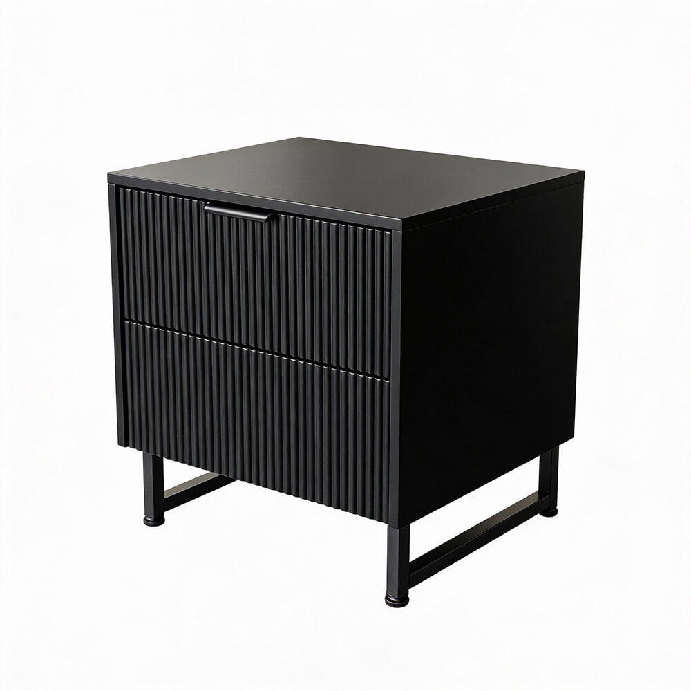 NACHTTISCH NYLA Schwarz - 45 x 61 cm - Schwarz, Holzwerkstoff (45/61/39cm) - Home Deluxe