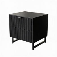 NACHTTISCH NYLA Schwarz - 45 x 61 cm - Schwarz, Holzwerkstoff (45/61/39cm) - Home Deluxe