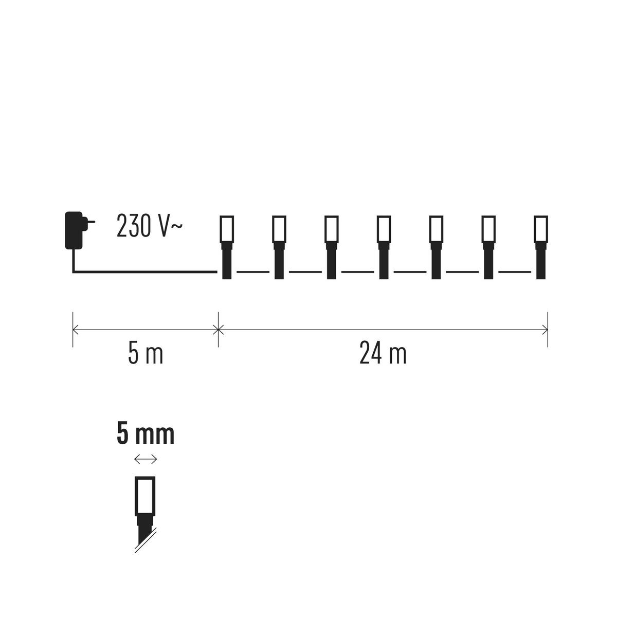 LAALU WEIHNACHTSLICHTERKETTE COLD WHITE 24 m - Grün, Kunststoff (2400cm) - LAALU