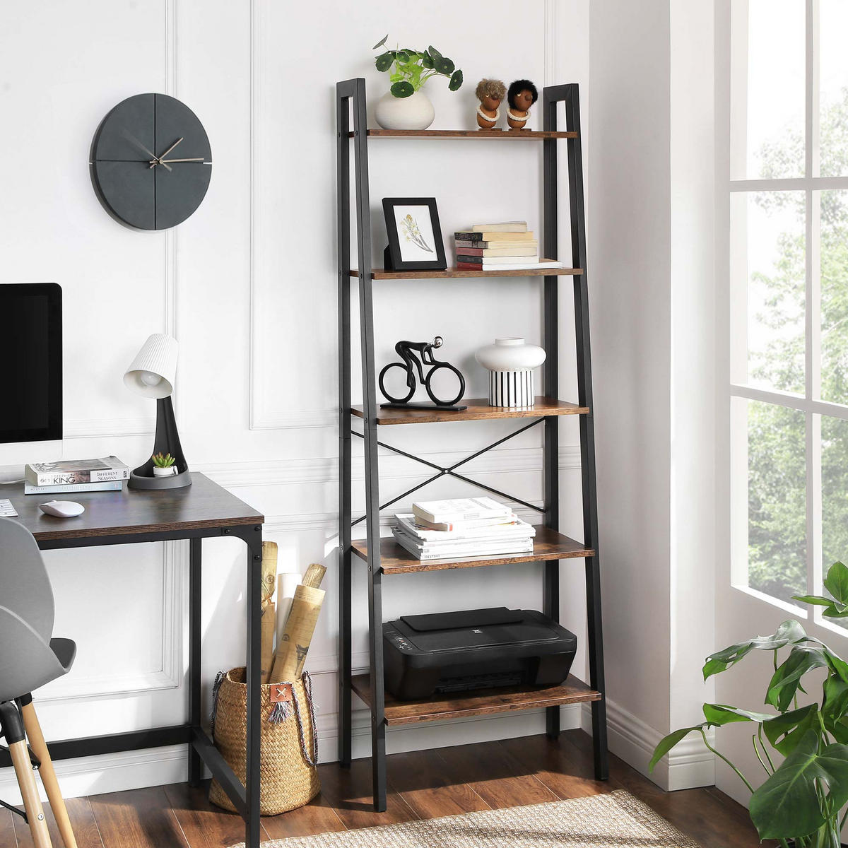 LEITERREGAL STANDREGAL - Braun, Holzwerkstoff (172/34/56cm) - Hansiro